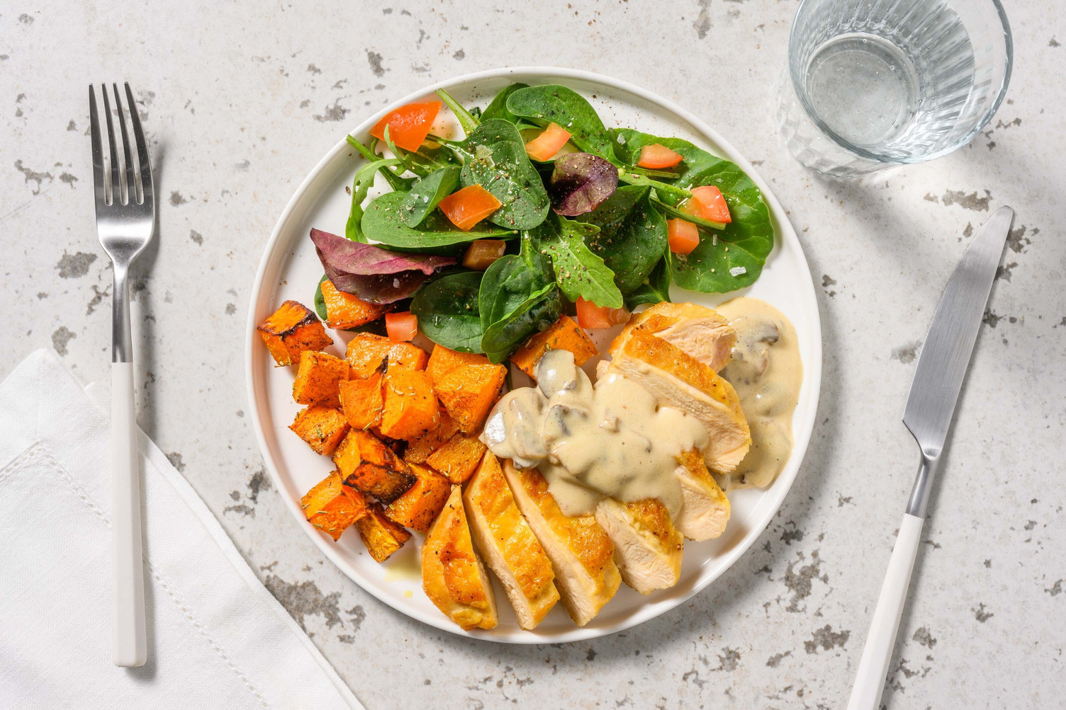 Crispy Chicken in Creamy Mushroom Sauce 