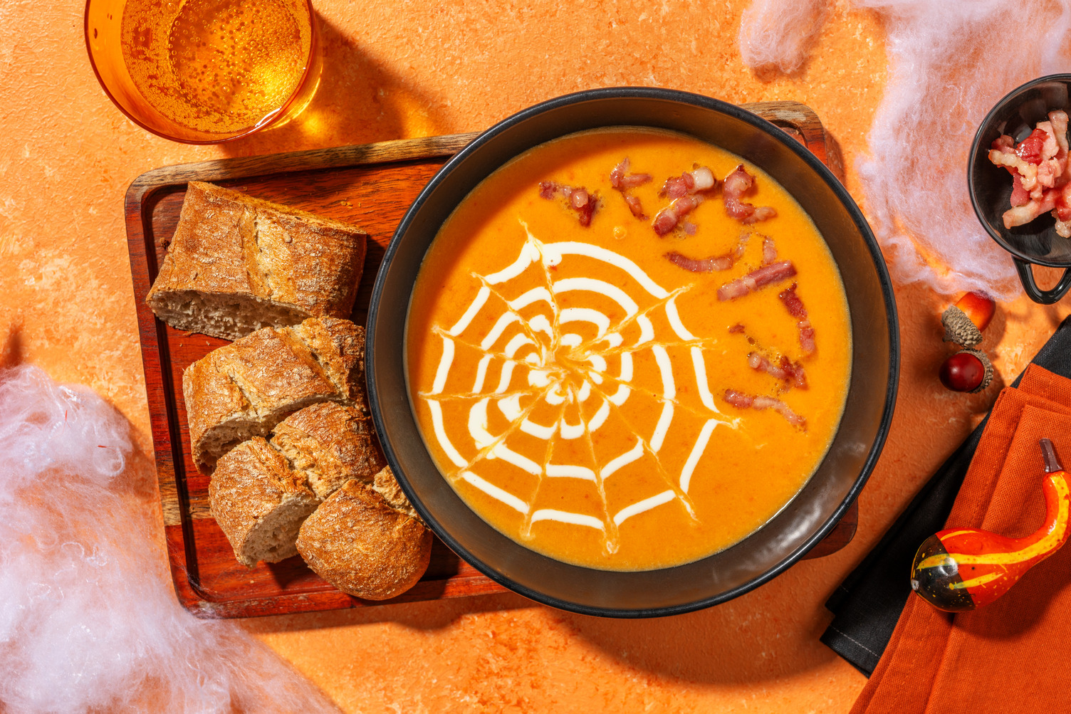 Spider Web Bacon and Veg Soup