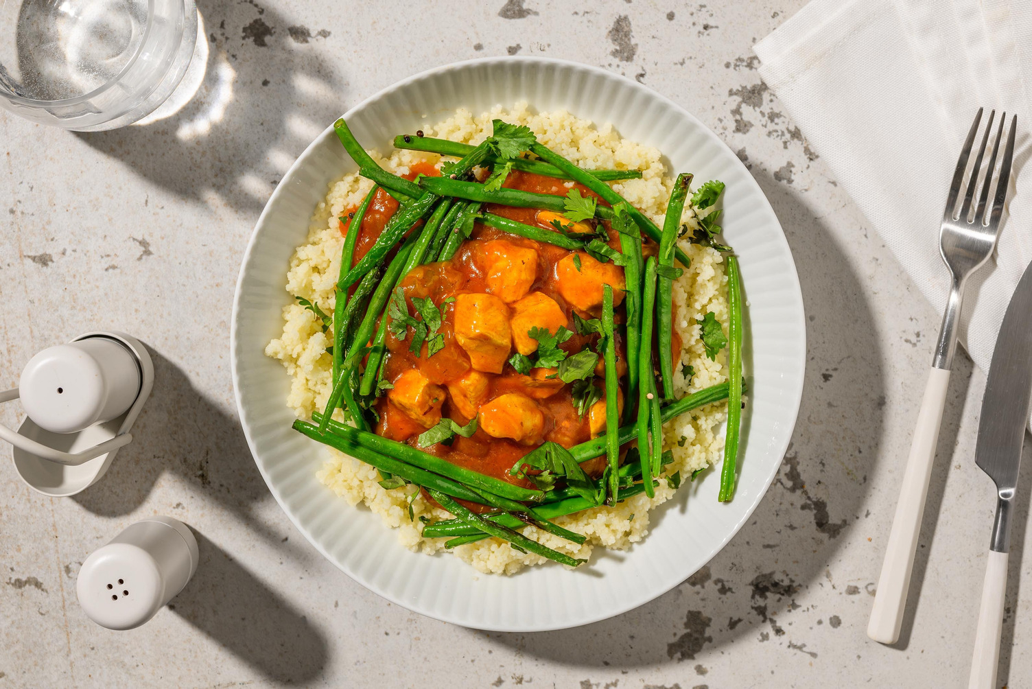 Indian Style Spiced Chicken on Coriander Couscous