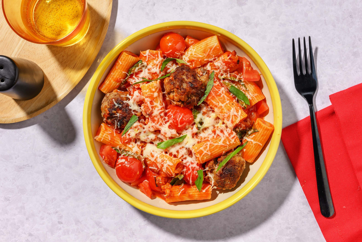 Rigatoni al forno et boulettes de viande maison