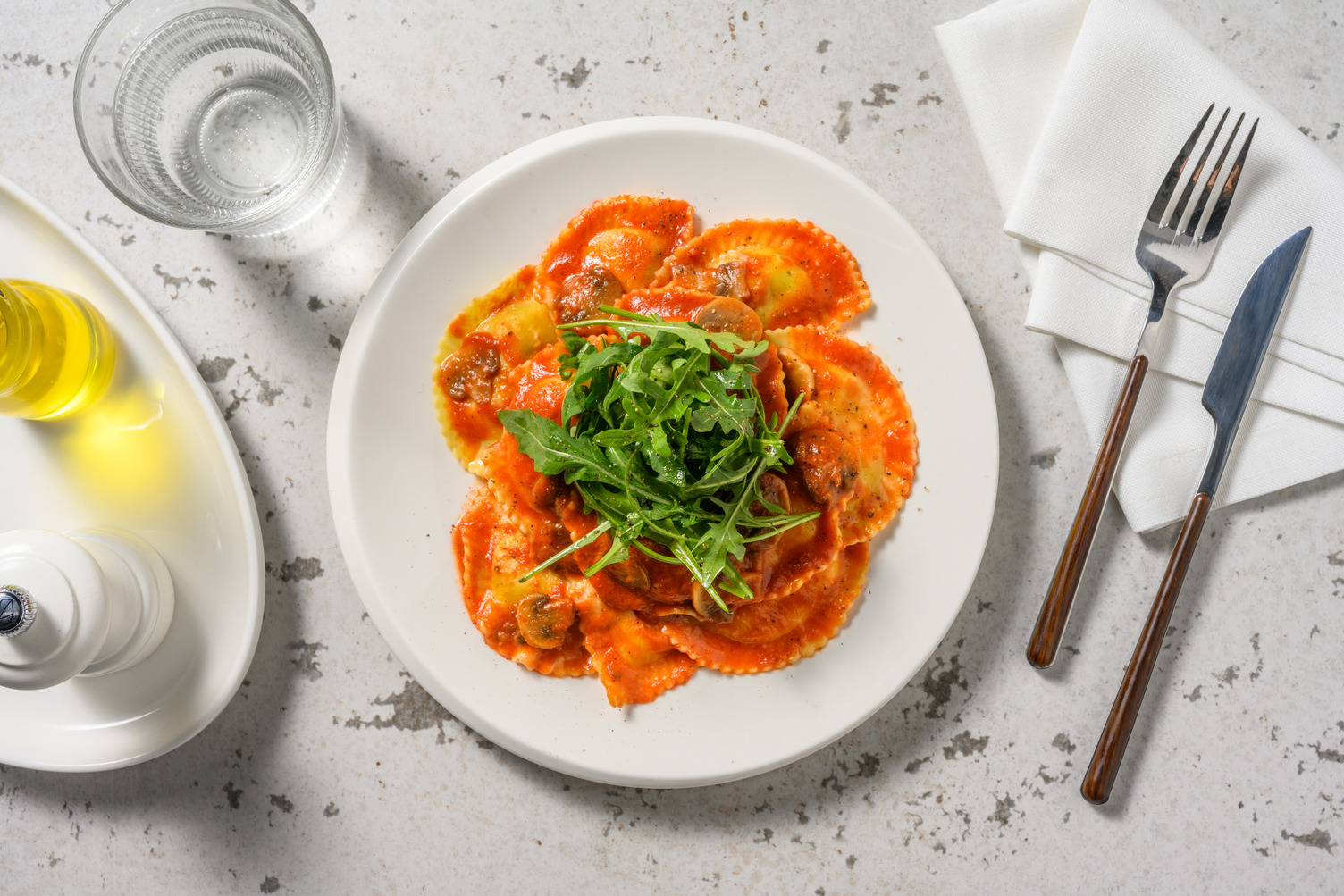 Serrano, Parmigiano and Parma Ham Filled Pasta