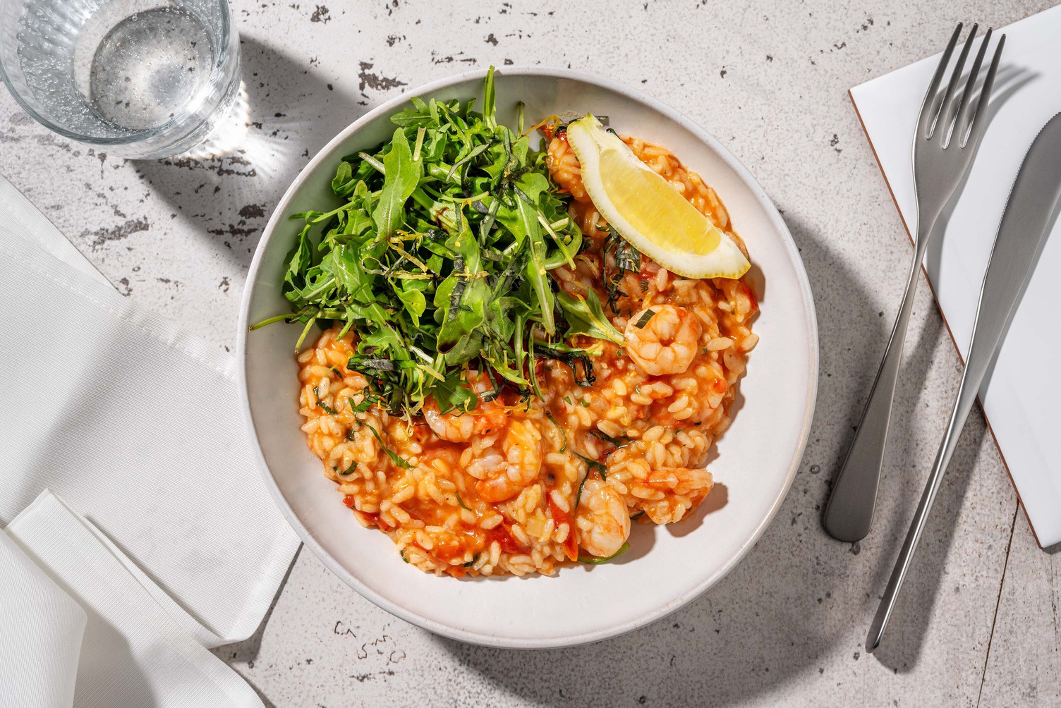 Risotto à la tomate et aux crevettes