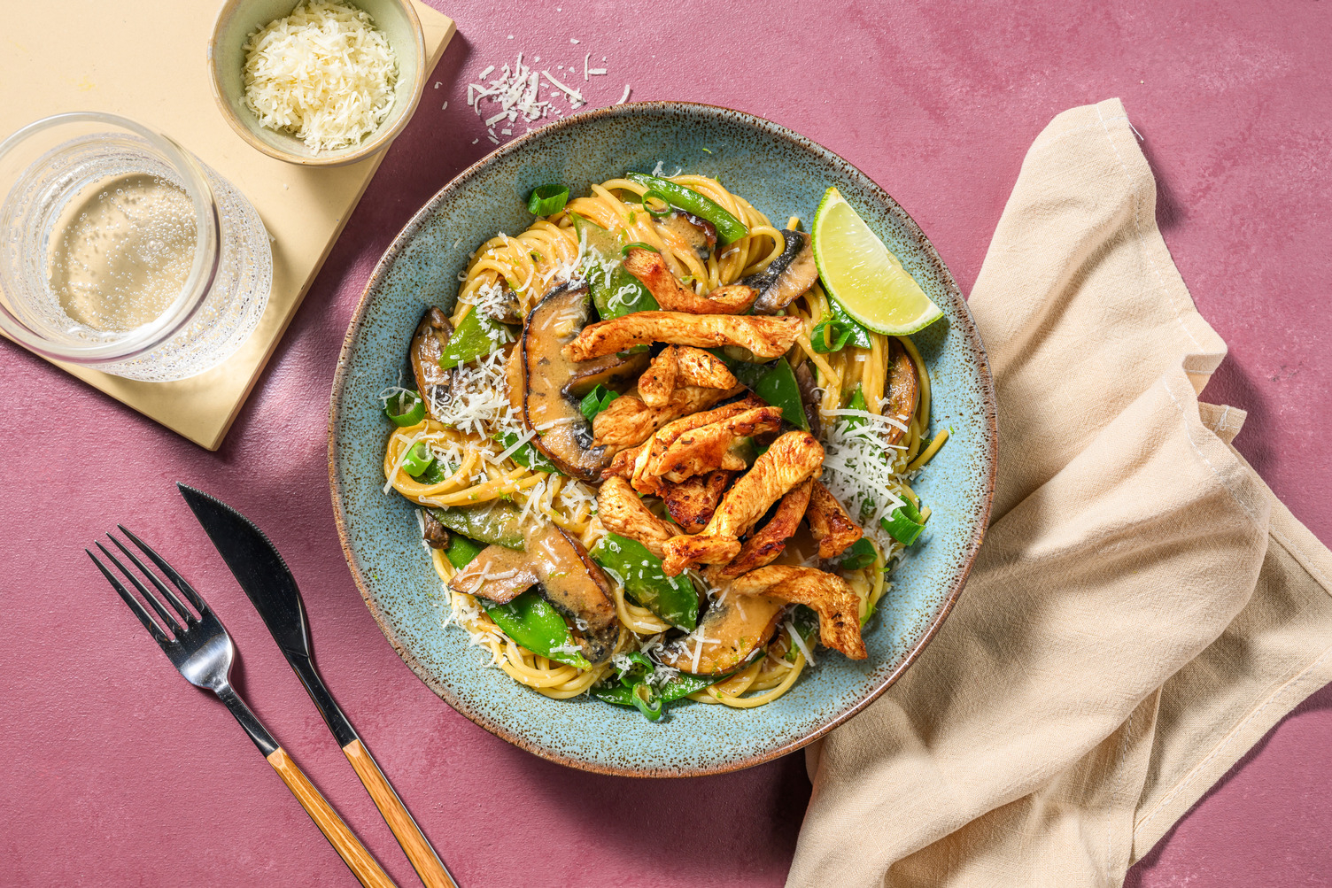 Miso-Butter-Spaghetti mit Bio-Hähnchen