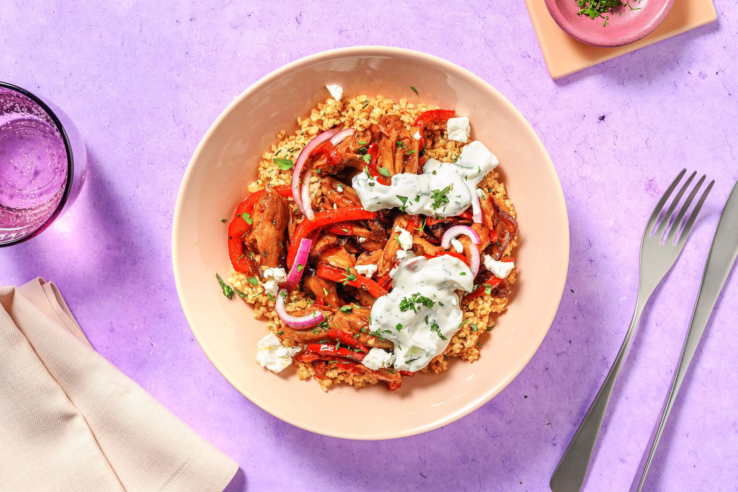 Bowl de boulgour au chawarma végétarien