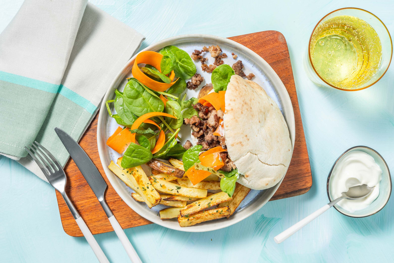 Kryddig blandfärs-pita