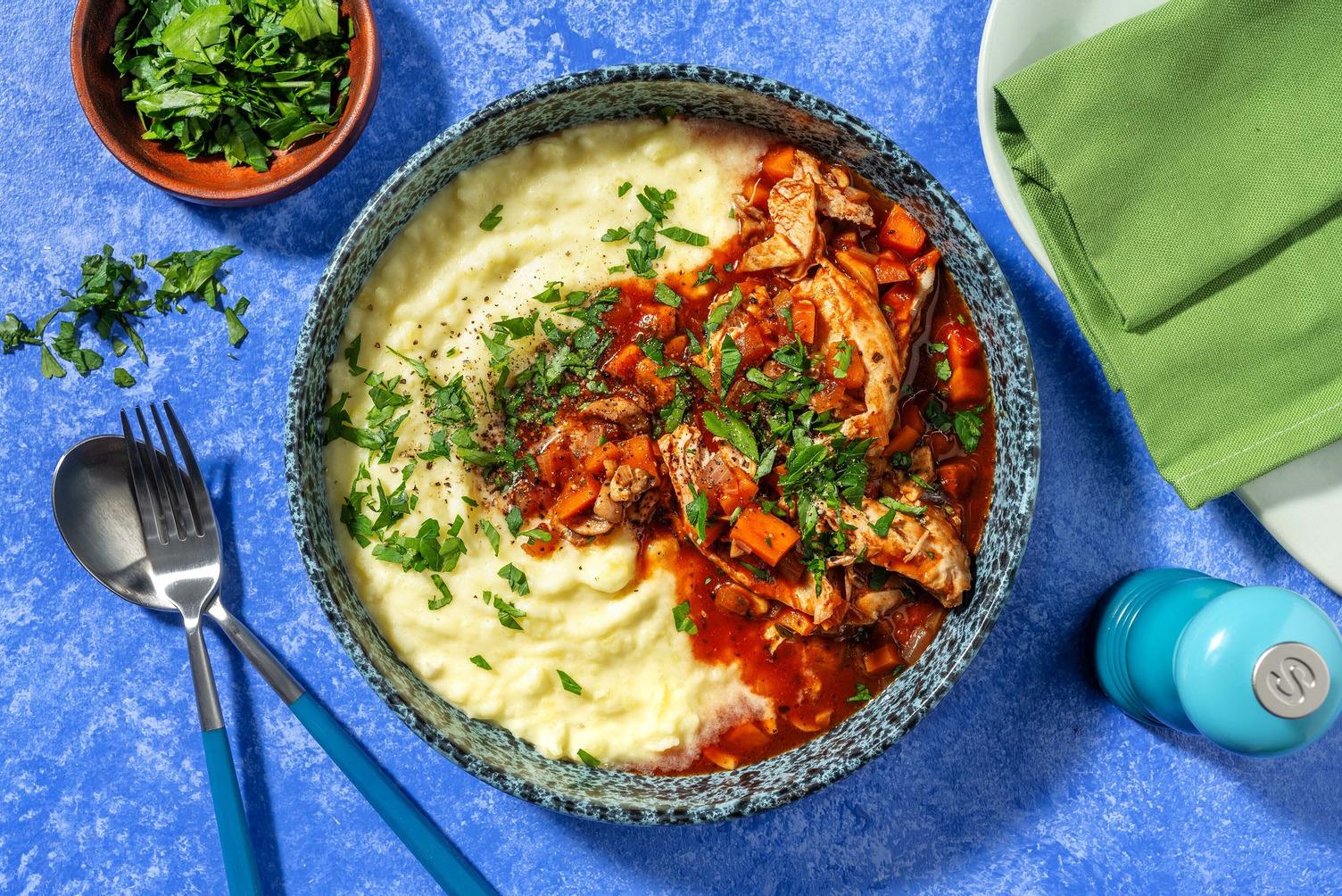 'Coq au vin'-inspireret pulled chicken