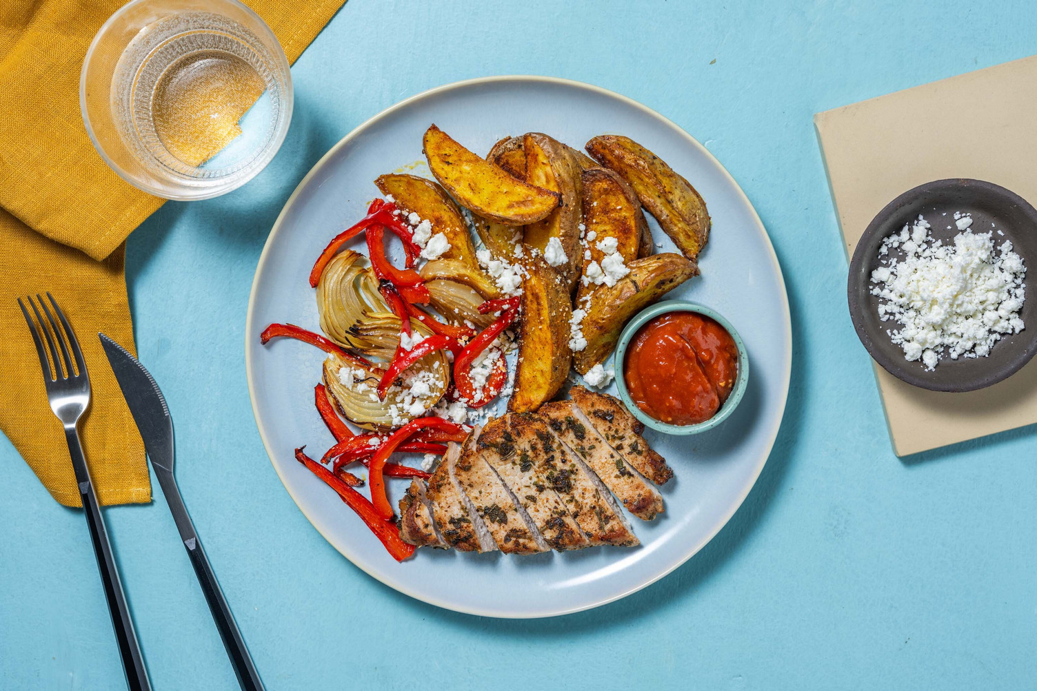 Souflaki-Schweinelachs mit Peperonigemüse