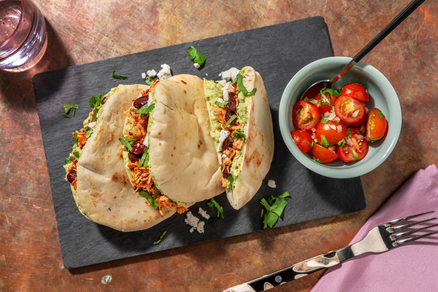 Pitas tex-mex poulet, avocat & coriandre