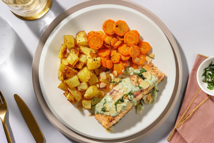 Veganes Filet nach Lachs Art in Estragon-Sauce 