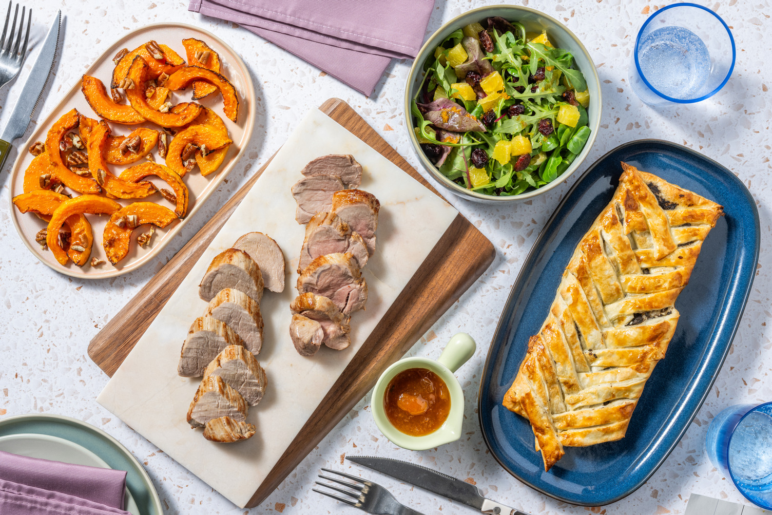 Filet mignon, butternut rôti & sauce abricot