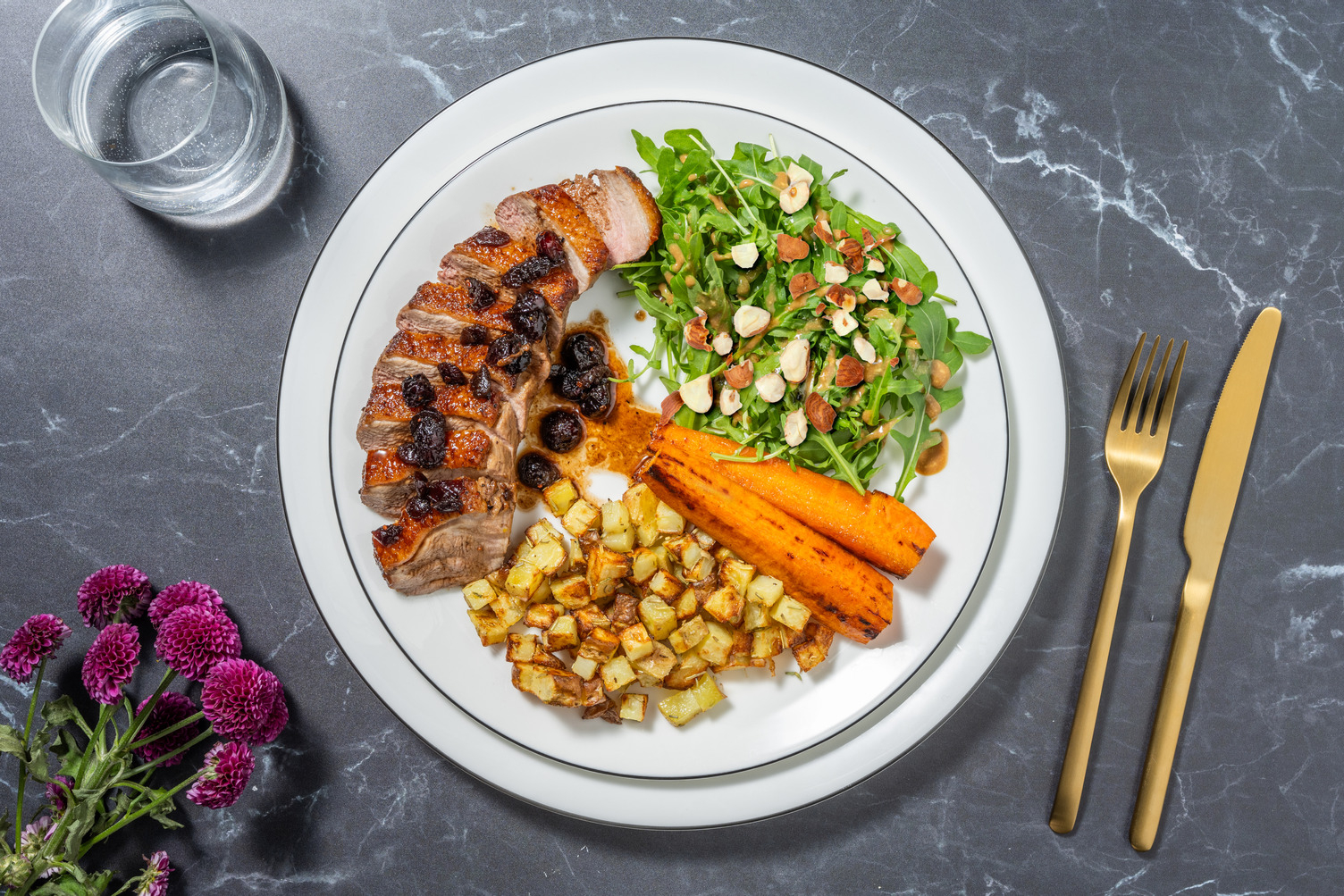 Canard au miel & carottes glacées