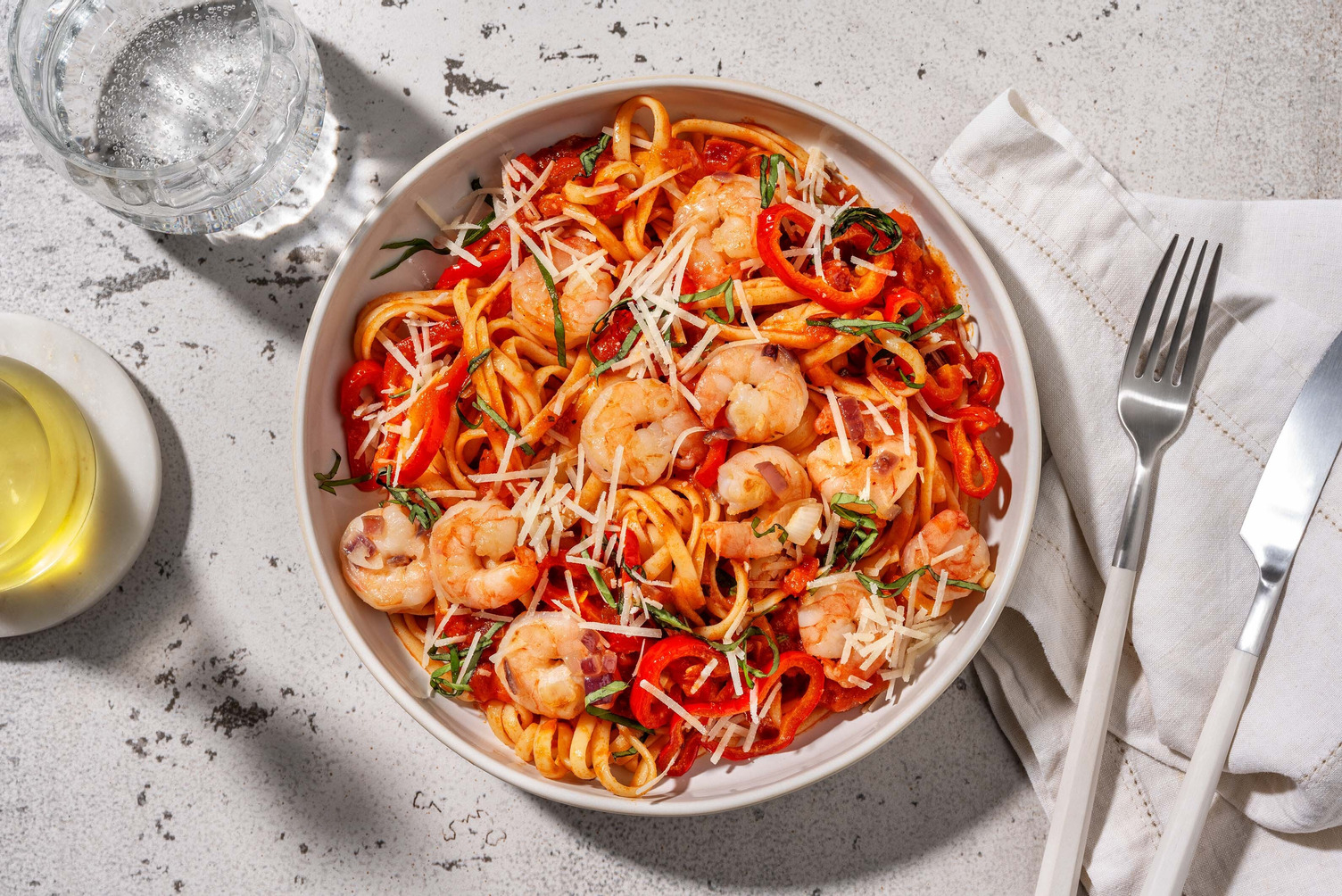Linguine aux crevettes à la harissa