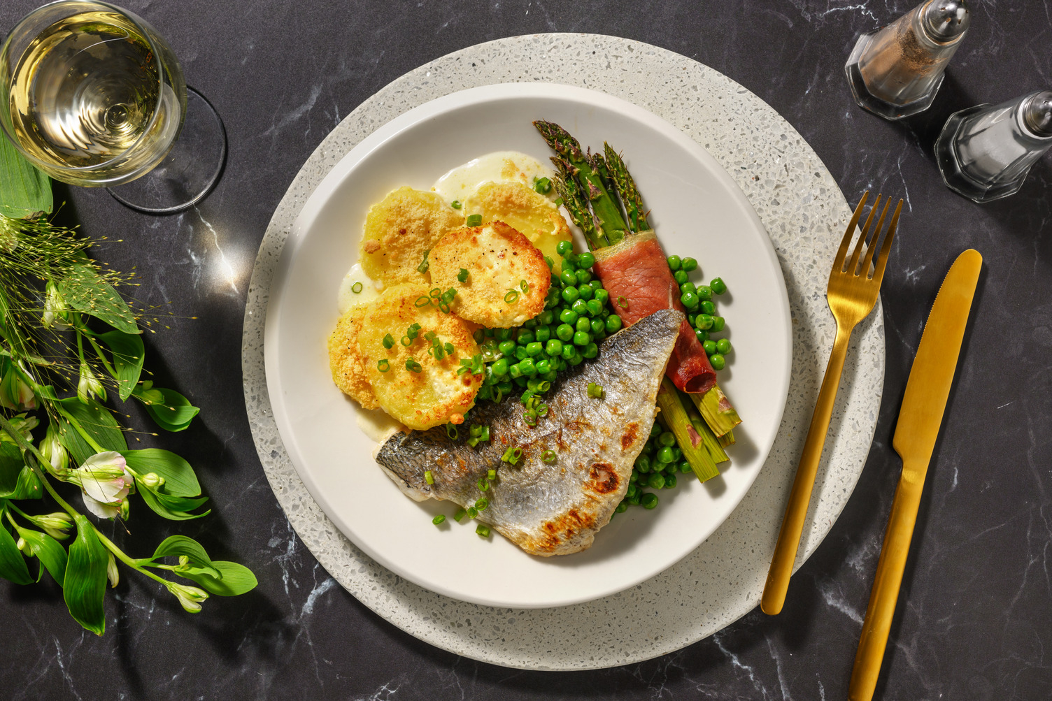 Pan-Fried Sea Bream and Creamy Gratin