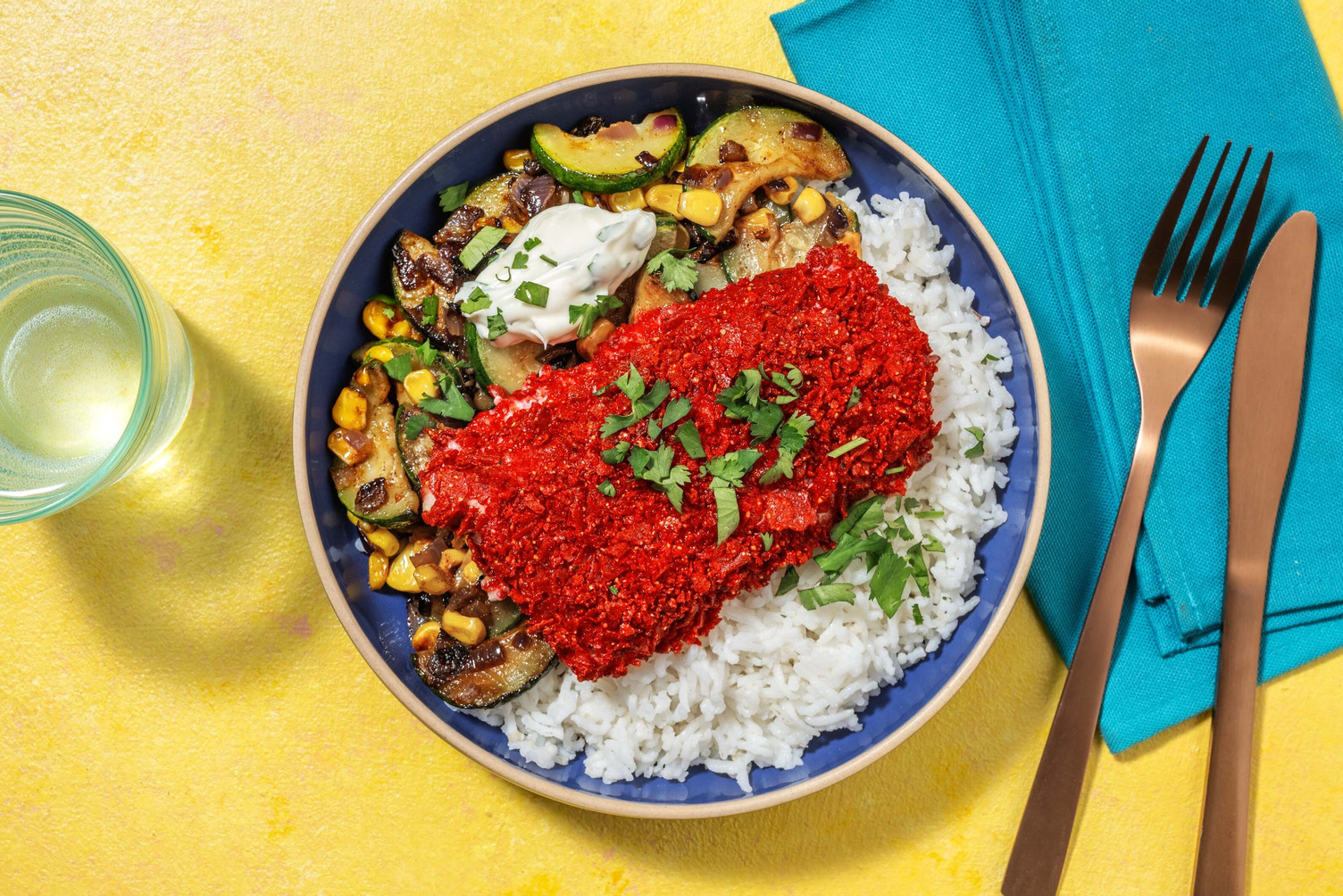 Kabeljauw in bieten-tortillachipskorst 