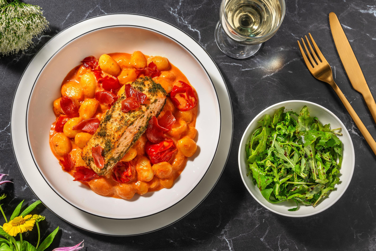 Pesto Salmon and Roasted Tomato Tagliatelle