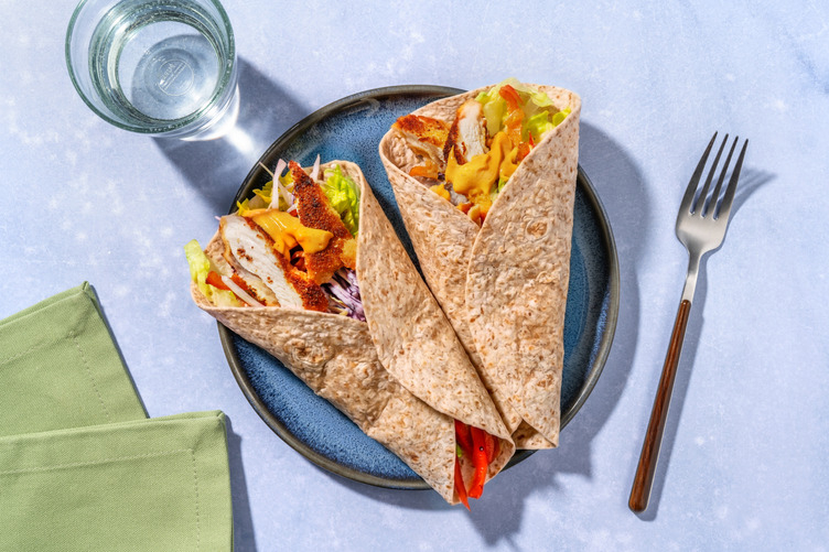 Wrap met krokante kip en mangoketchup