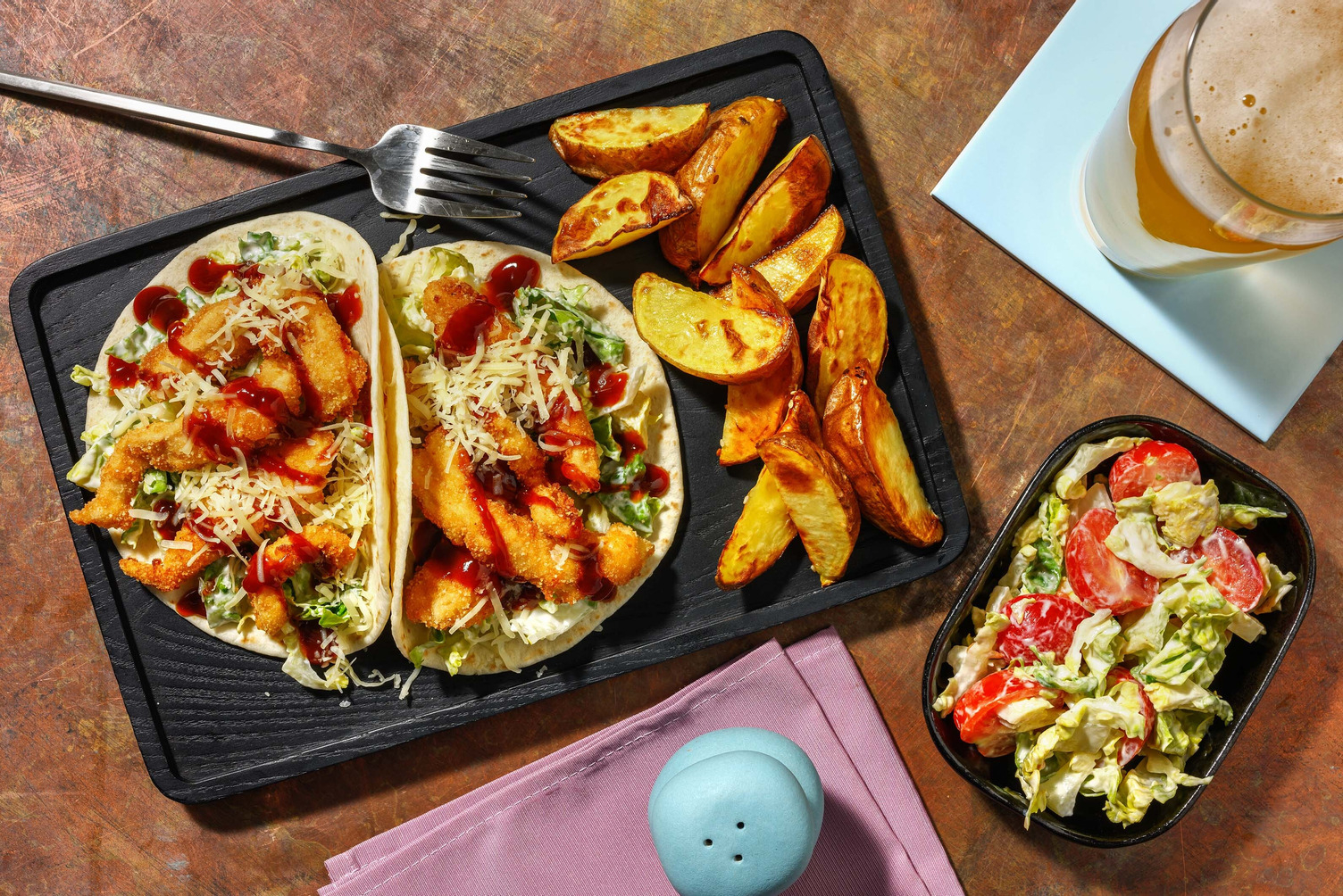 Crispy Breaded Chipotle BBQ Chicken Tacos