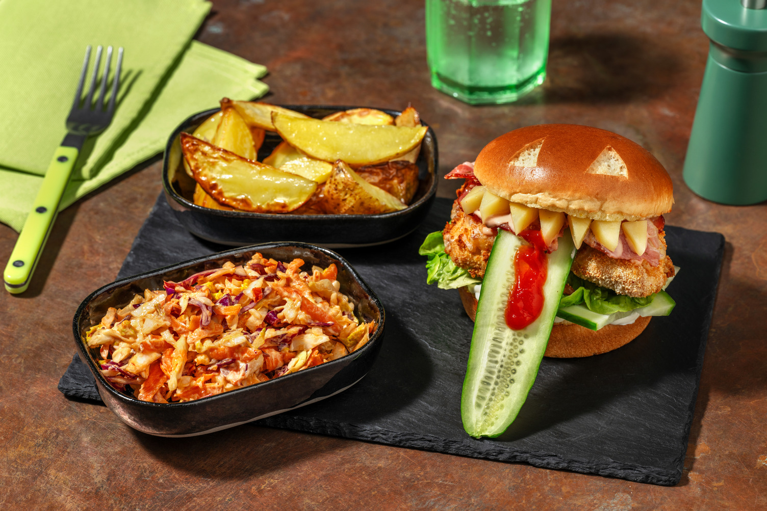 Mega Crispy Chicken and Bacon Monster Burgers