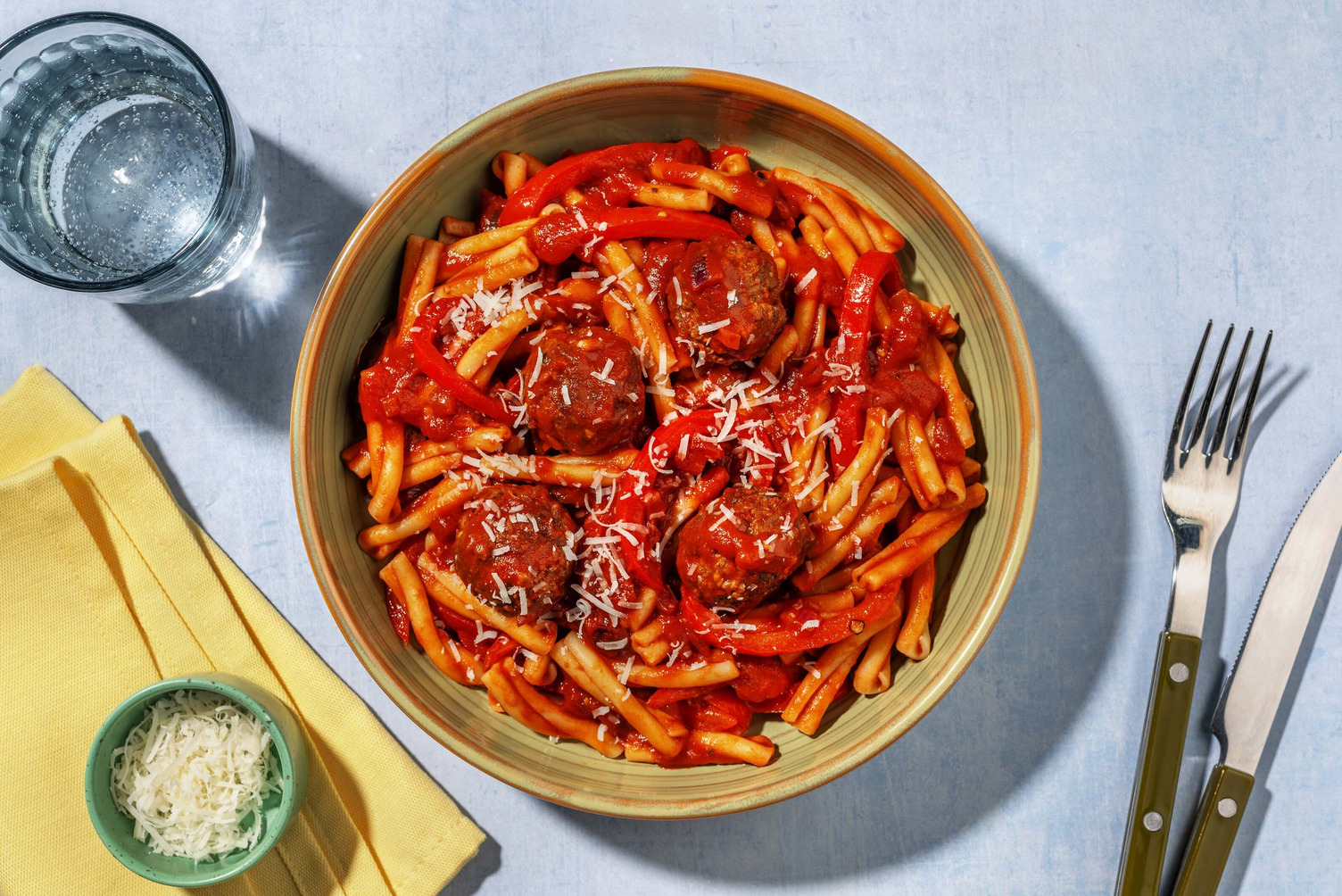 Casarecce met gehaktballetjes