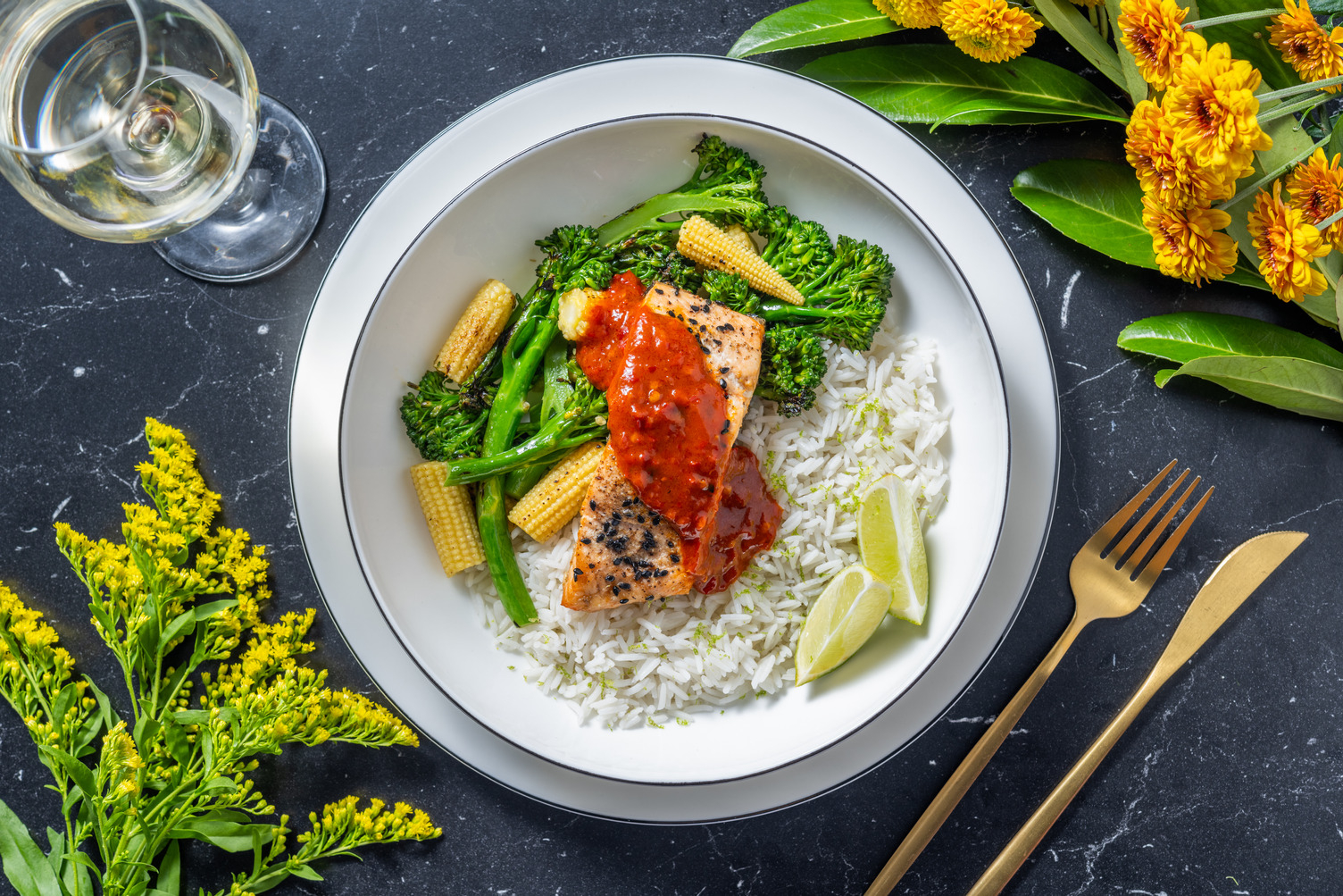 Black Sesame Salmon and Miso Maple Sauce