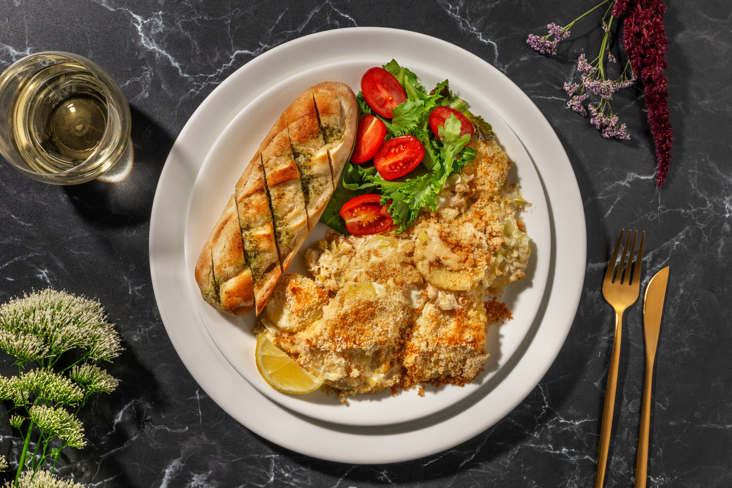 Orkney Crab, Leek and Potato Gratin