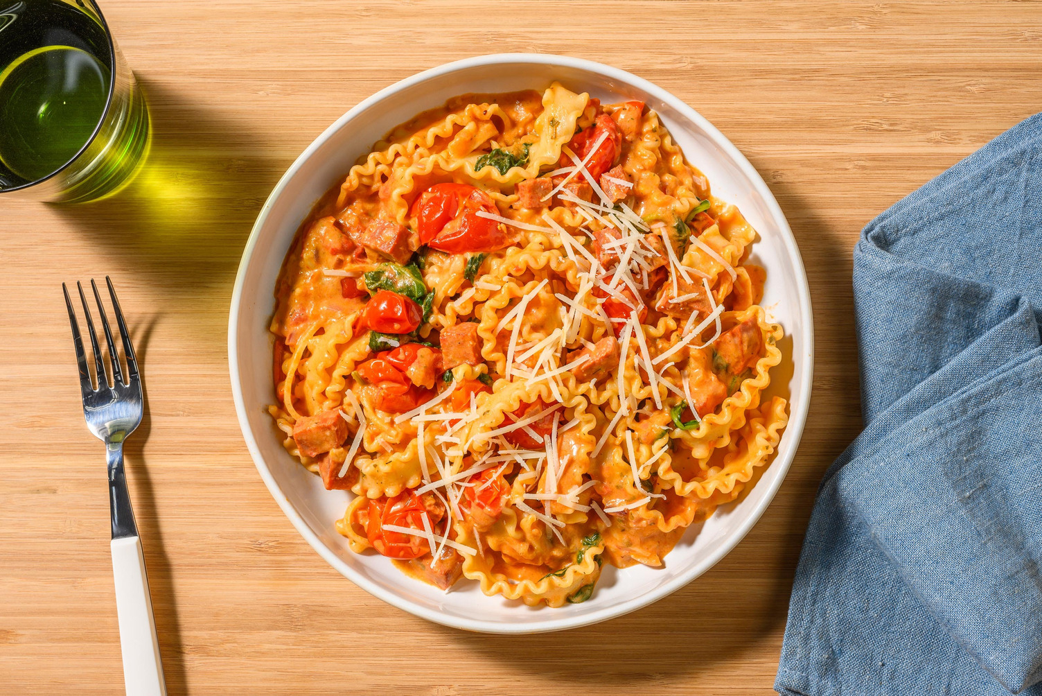 Smokey mafaldine met chorizo