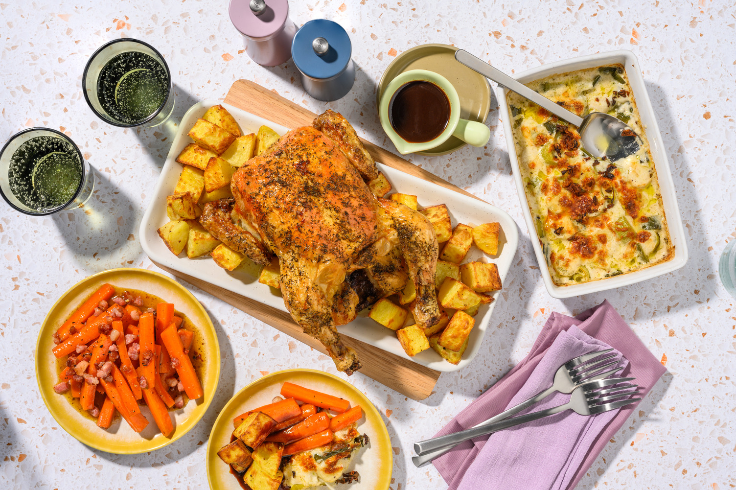 Herby Roast Chicken and Red Wine Jus