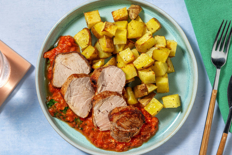 Bio-Schweinefilet mit Basilikum-Frischecreme