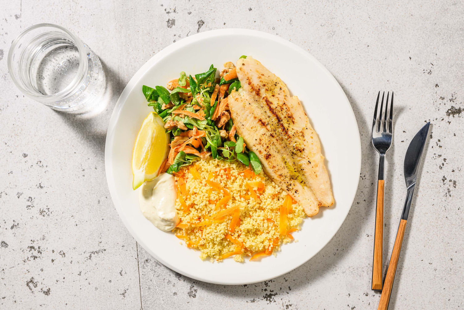 Seelachs auf zitronigem Couscous