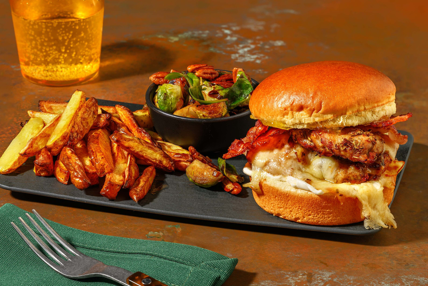 Cheesy Christmas Chicken and Bacon Burger