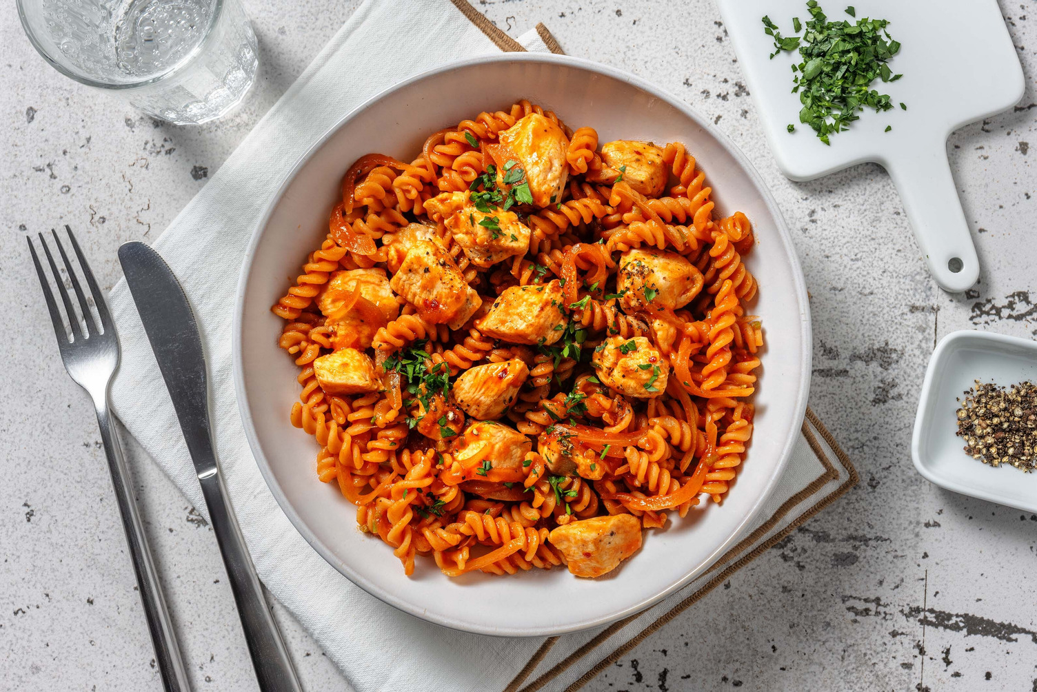 Ceci all'arrabbiata! Kichererbsen Fusilli