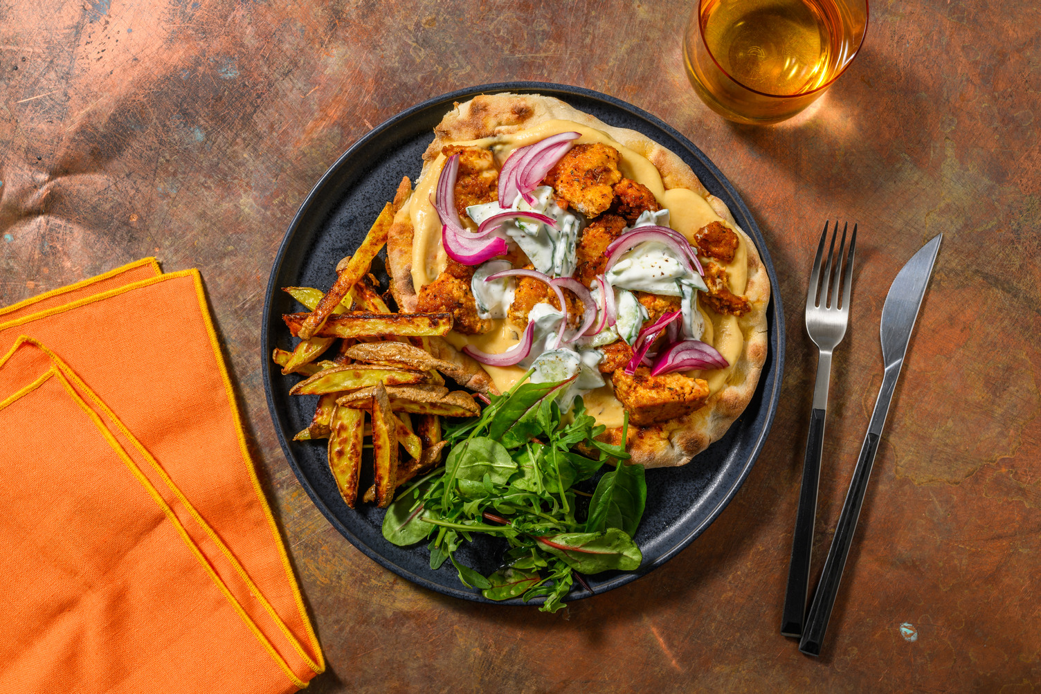 Smoky Shish Style Tofu Loaded Flatbreads