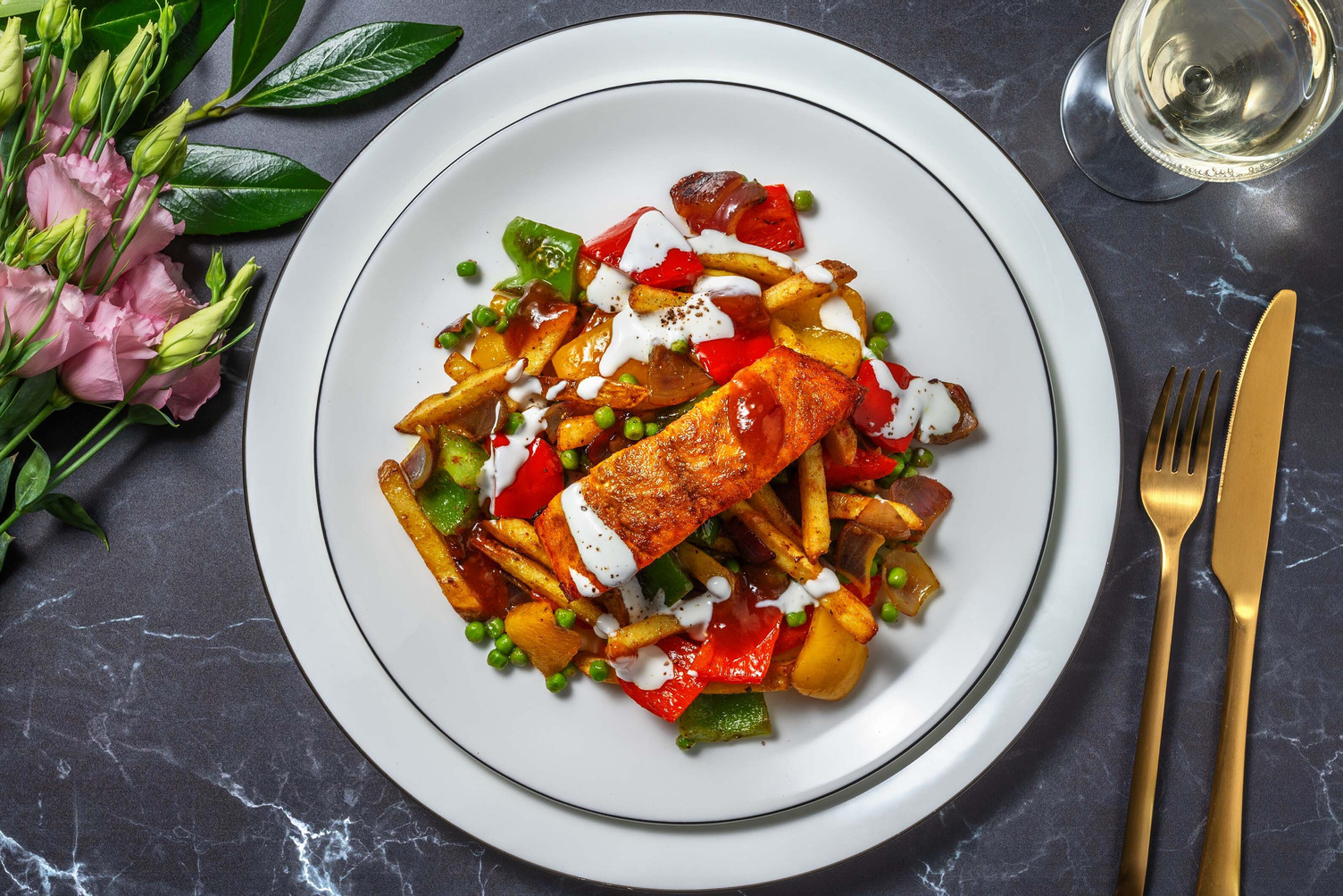 Easy Curried Salmon and Sticky Veg