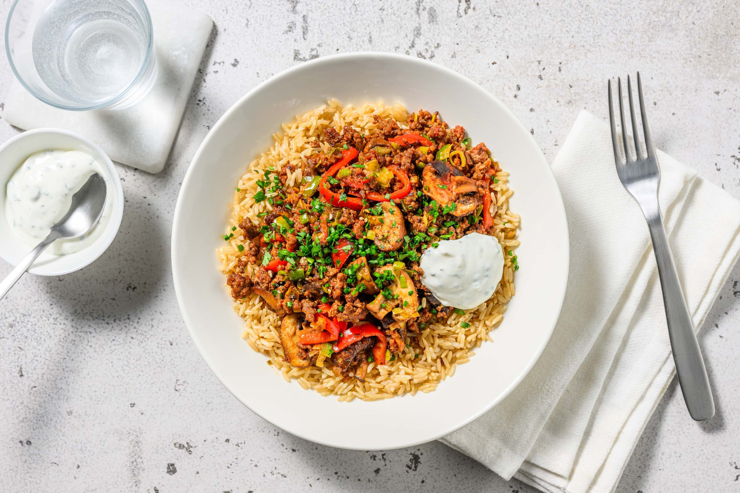 Vollkornreis-Pfanne mit Bio-Rinderhackfleisch