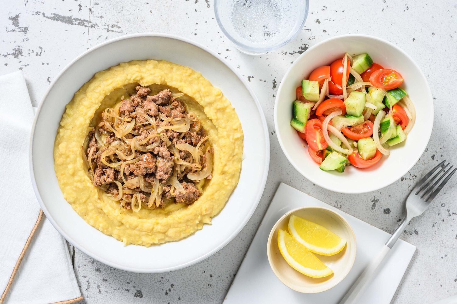 Hamshuka! Hackfleisch auf Hummusstampf