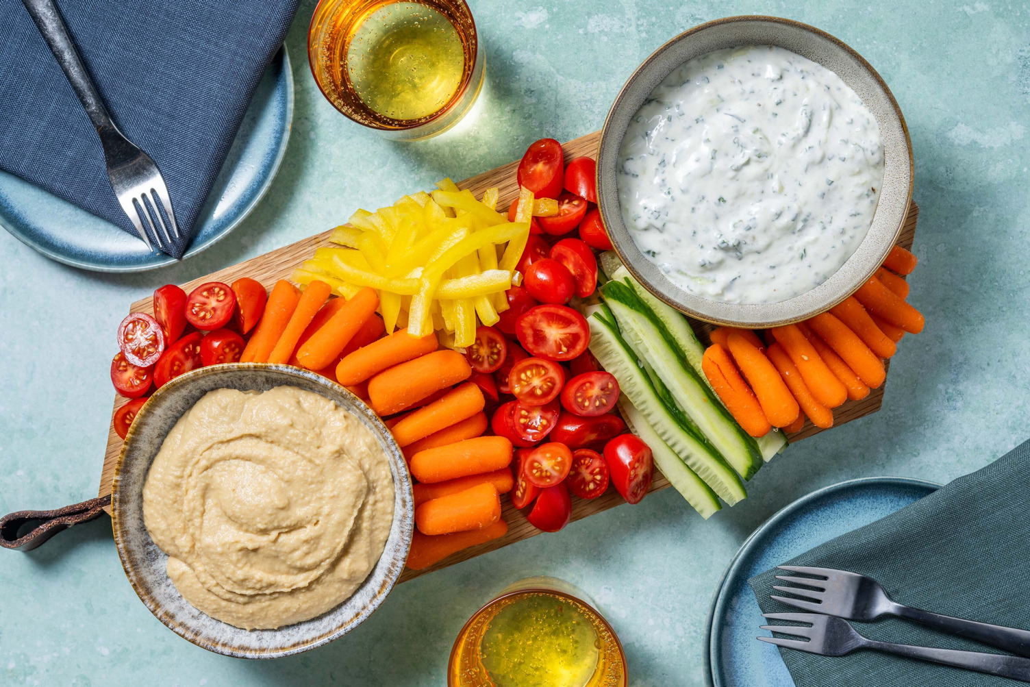 Crudités met twee zelfgemaakte dips 