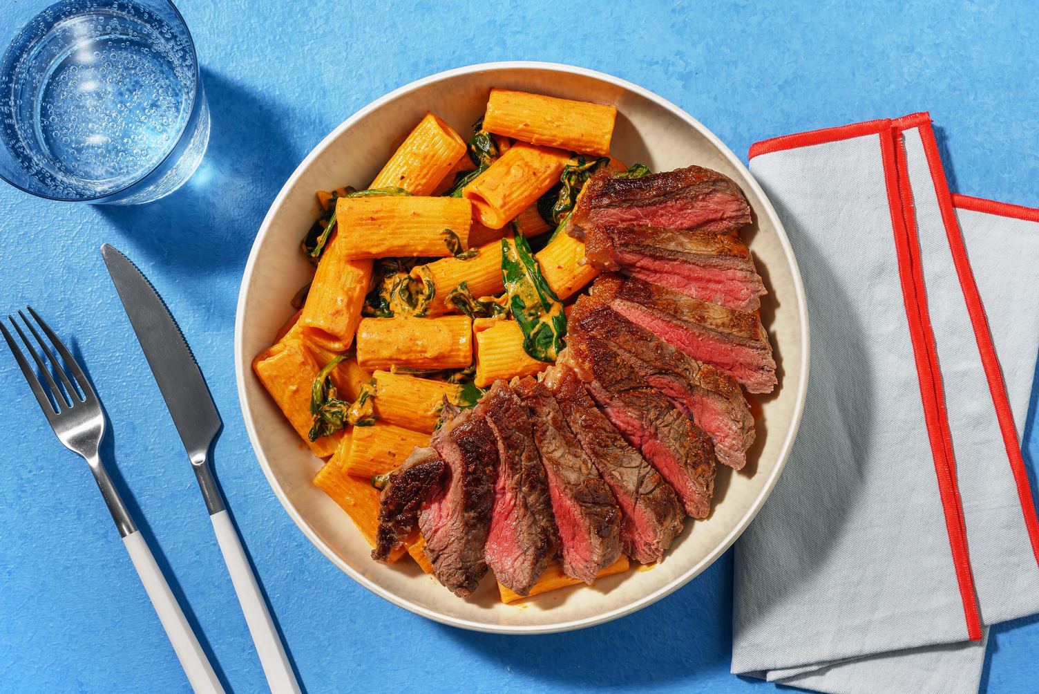 21 Day Aged Rump Steak and Creamy Cajun Rigatoni