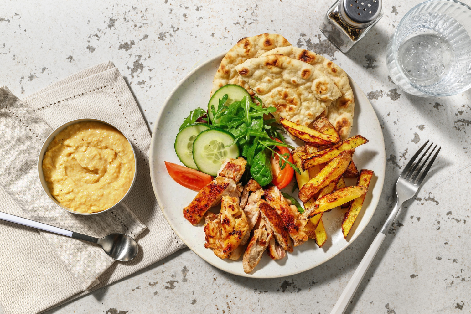 Smokey Salmon Shawarma-Style Hummus Plate