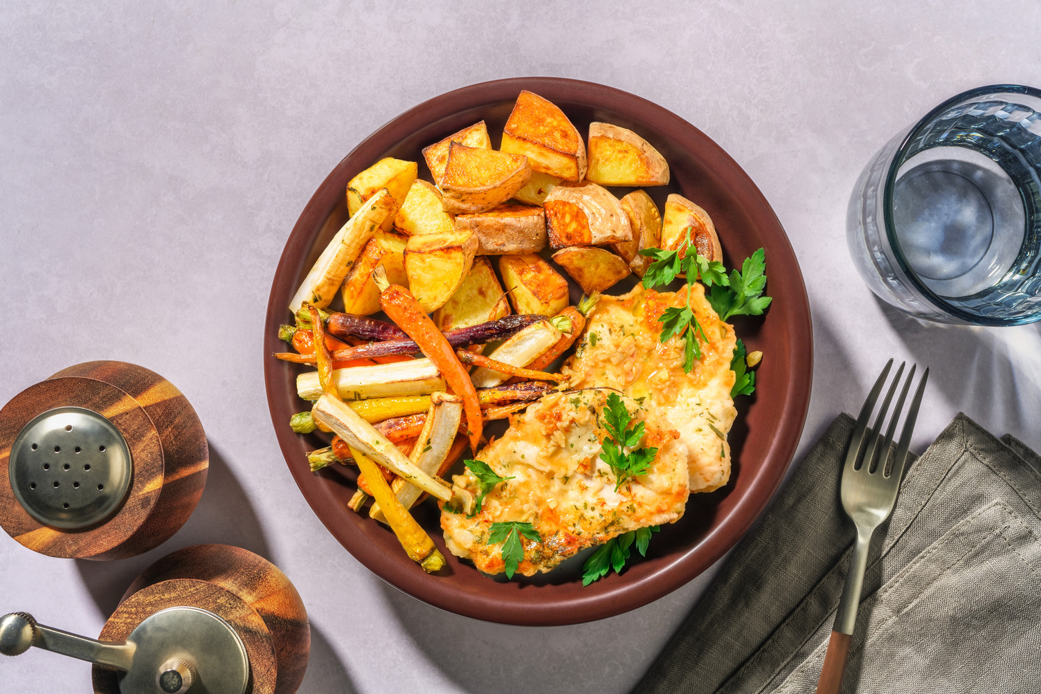Halloumi Paillard & Garlic Twice-Cooked Potatoes