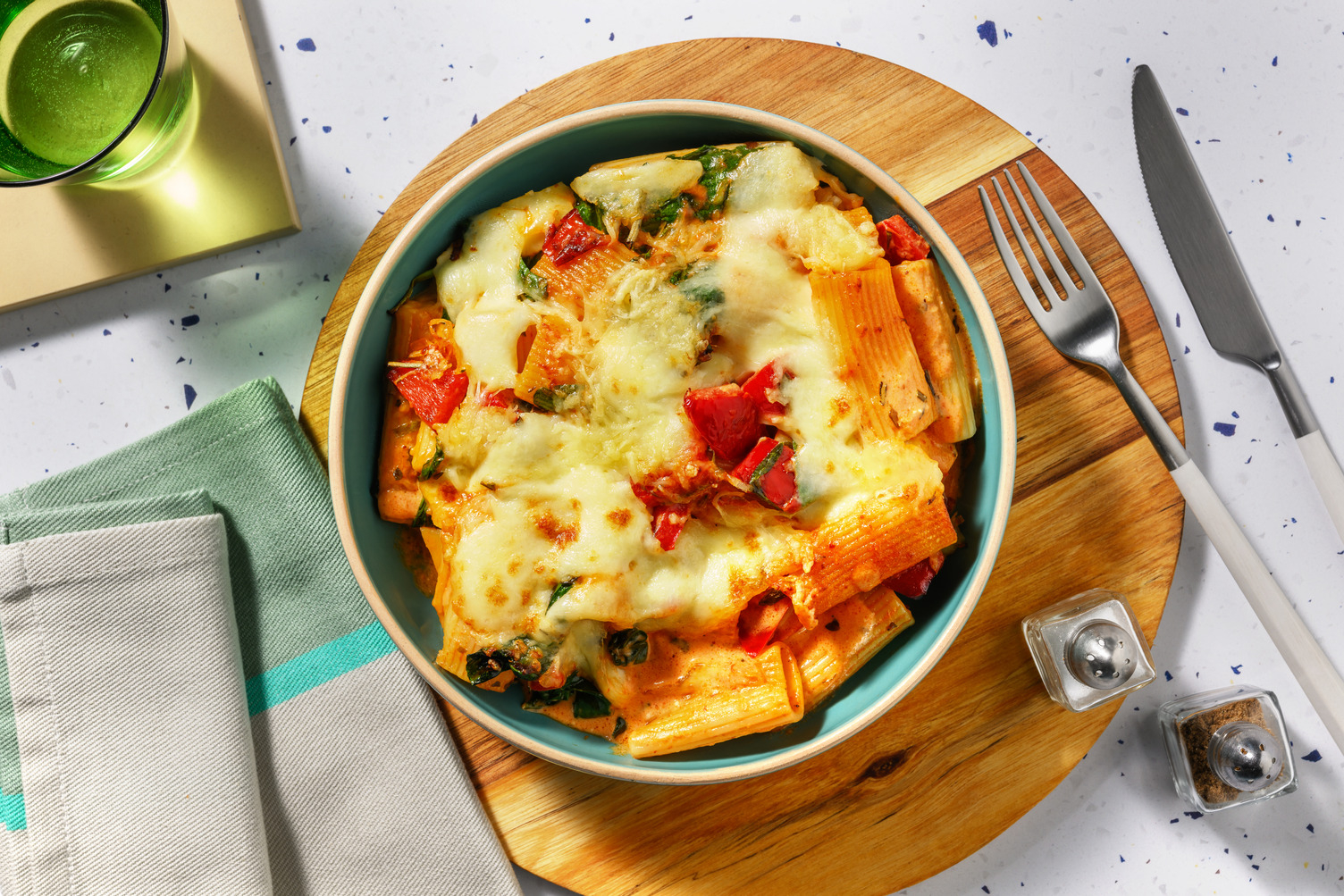Double Cheese Harissa Pasta Bake