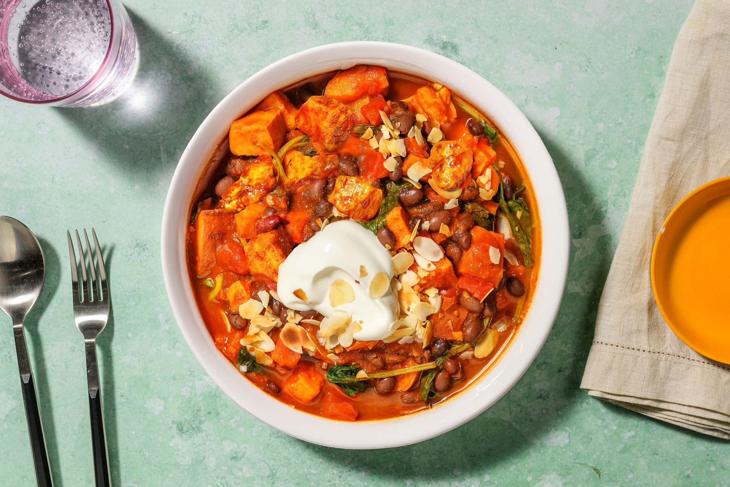 Chicken, Black Bean and Sweet Potato Harissa Stew