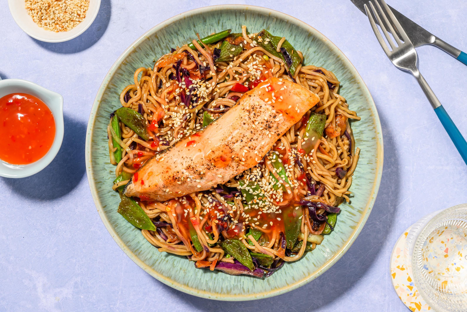 Sweet Chilli Prawn and Salmon Noodle Bowl
