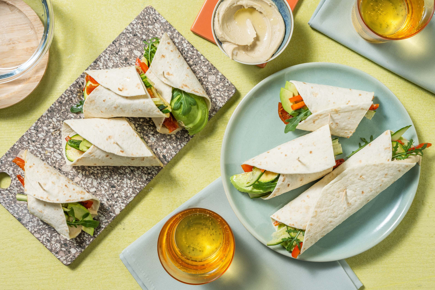 Wraps au houmous et avocat écrasé