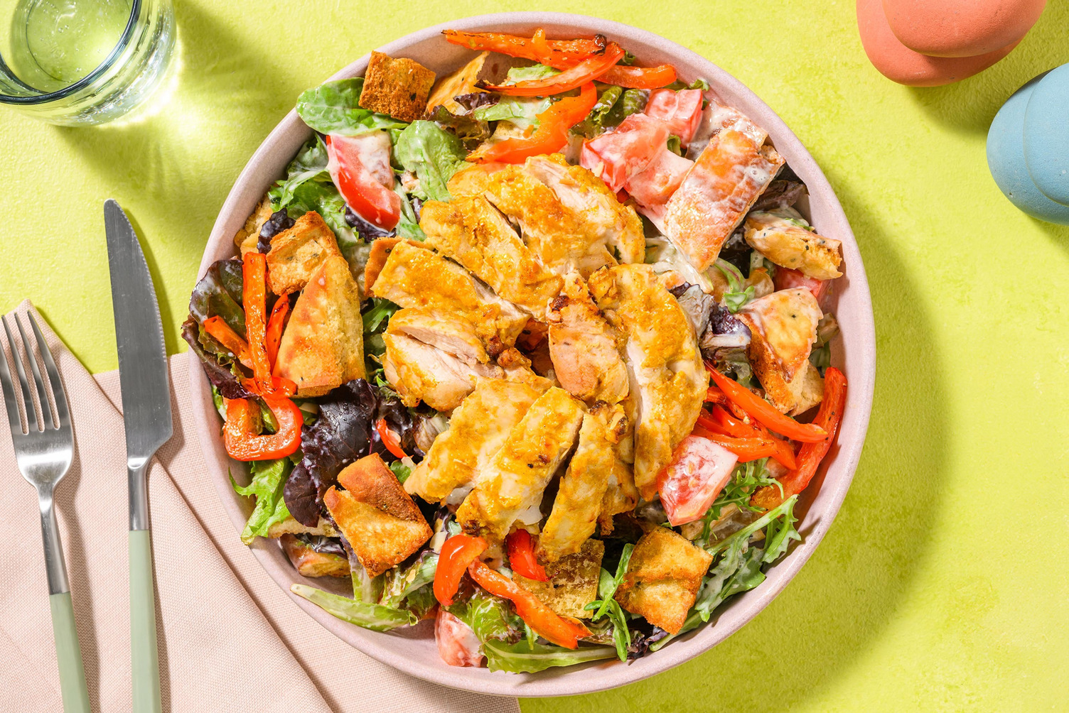 Curried Chicken and Naan Crouton Salad