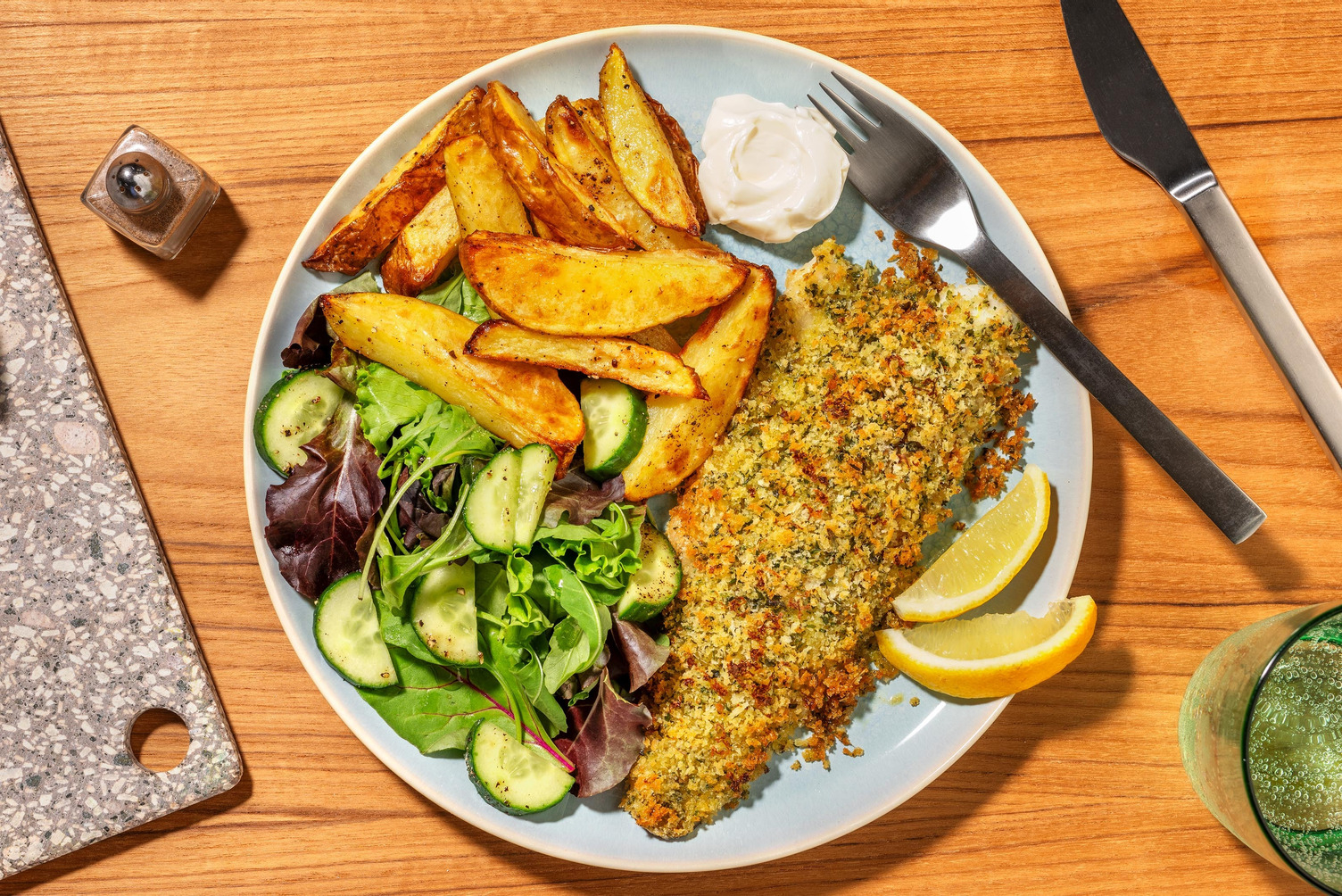 Zesty Breaded Salmon and Chips