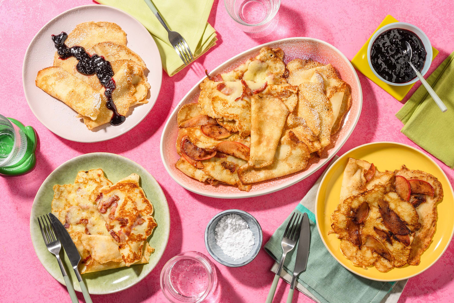 Pannenkoeken met 3 verschillende toppings