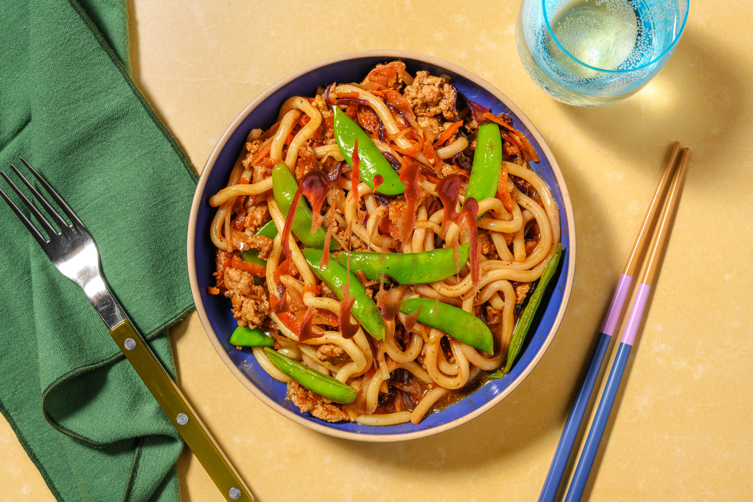 One Pan Ginger Hoisin Pork Udon