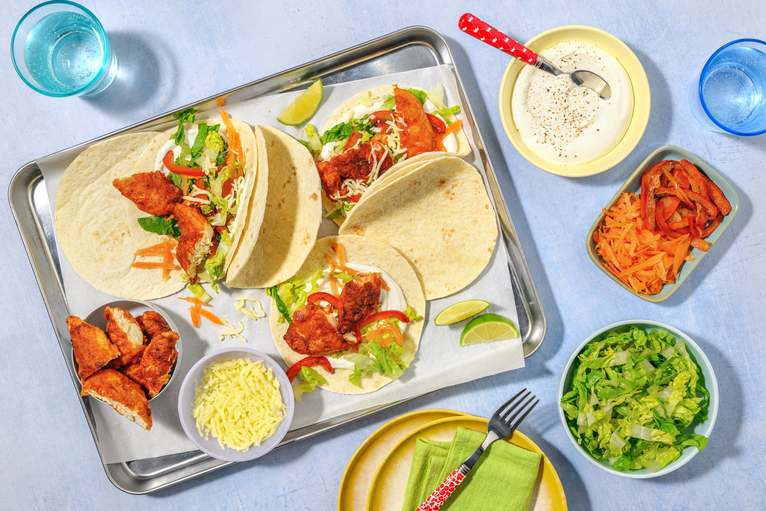 Taco-Night mit knusprigem doppeltem Hühnchen