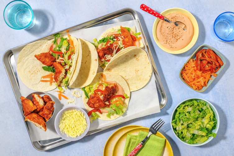 Crispy Chicken Tacos with Halloumi