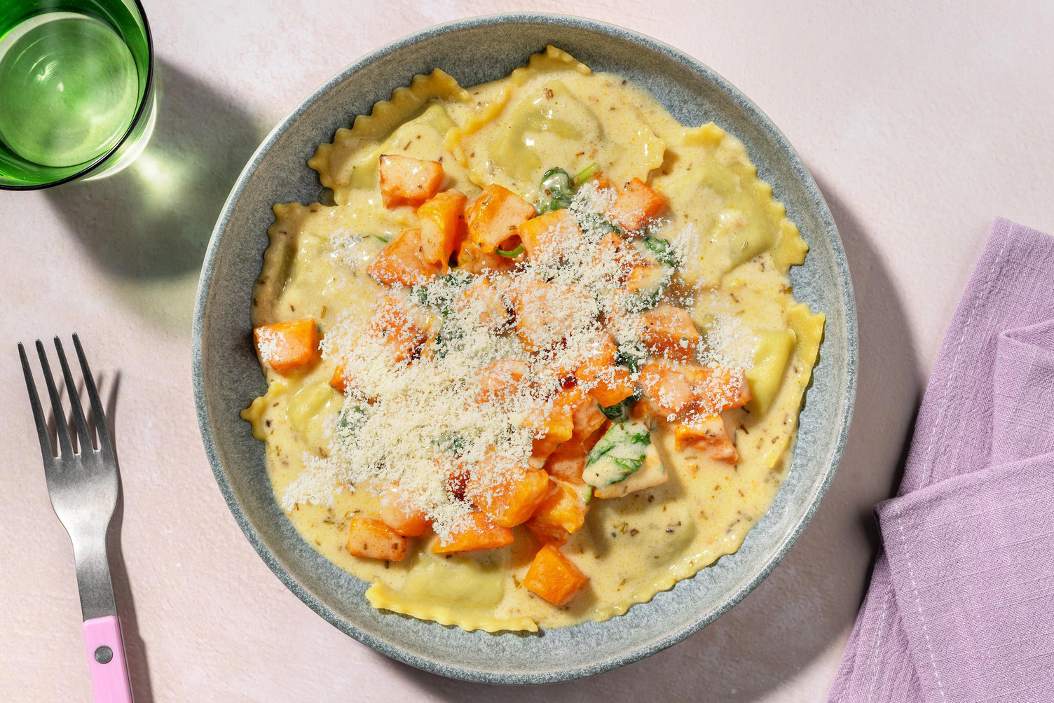 Ricotta Ravioli in Roasted Butternut Sauce